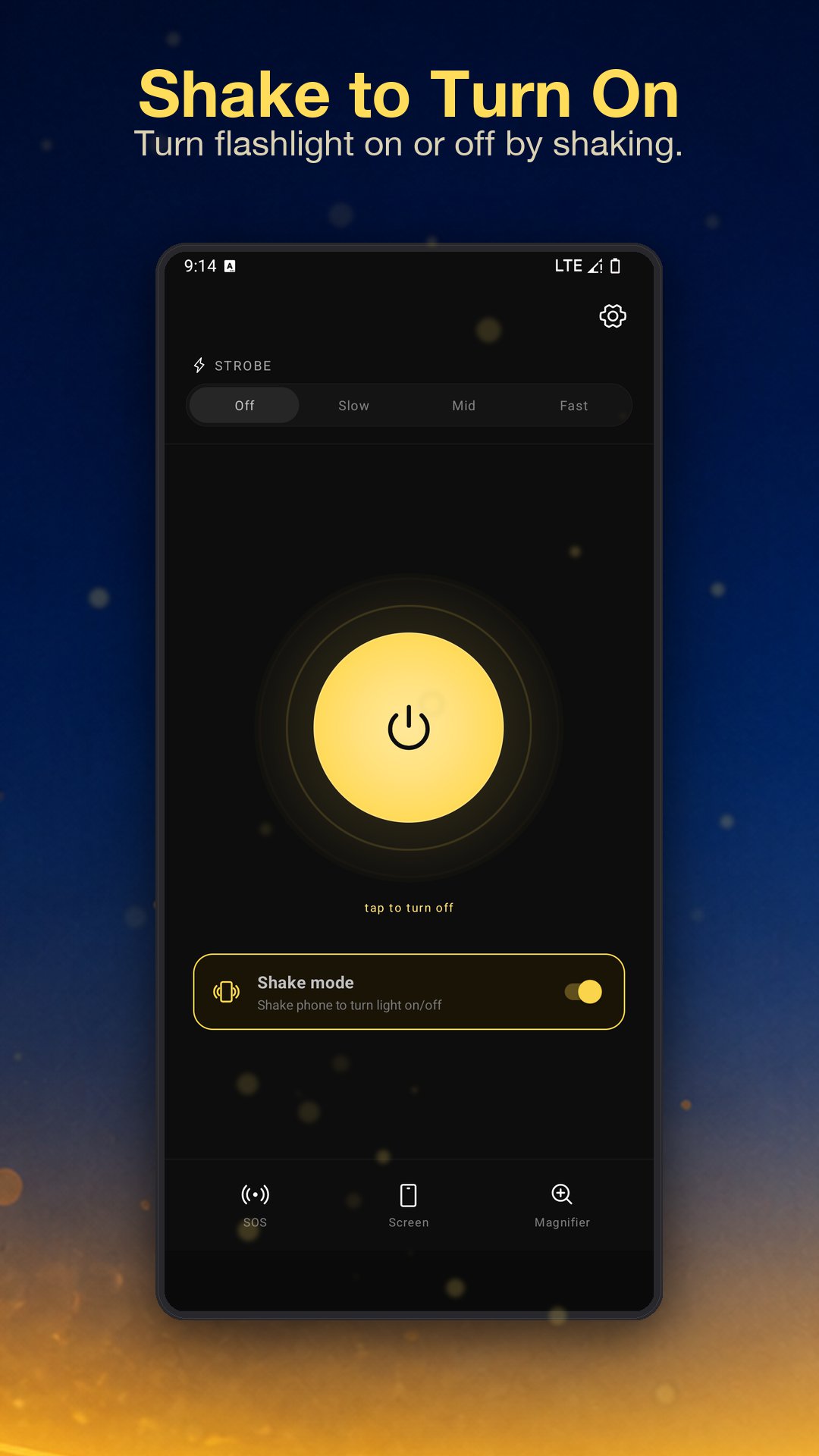 Shake to turn on - toggle by shaking your phone