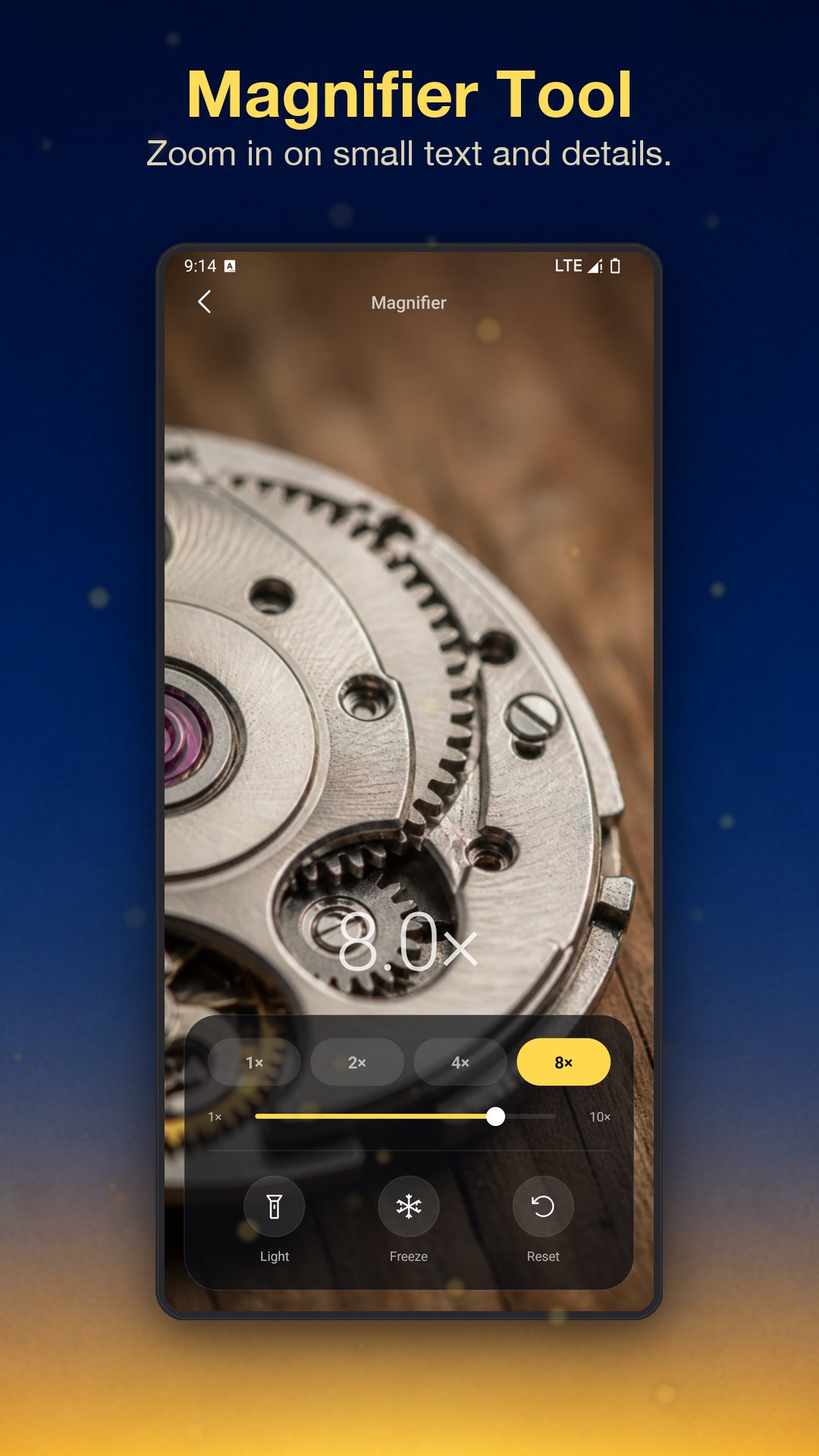 Magnifier tool - zoom in on small text and details