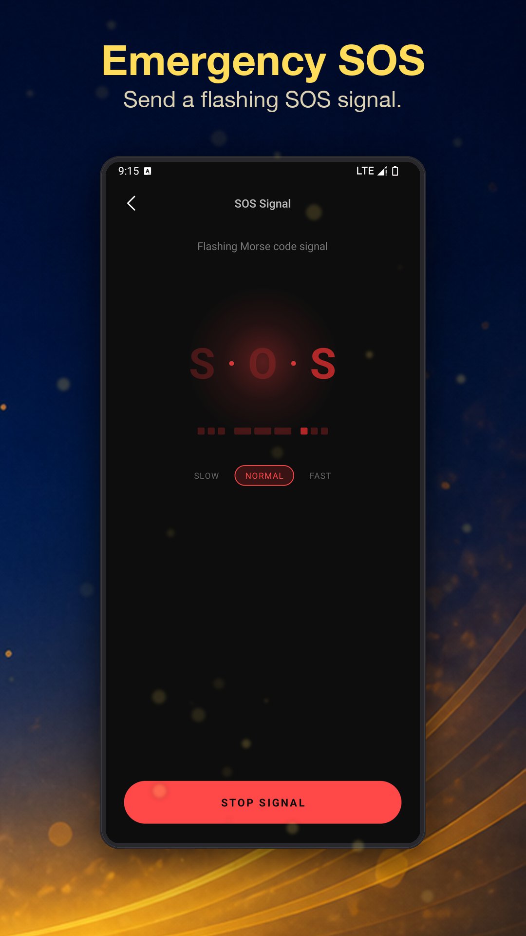 Emergency SOS - flashing Morse signal