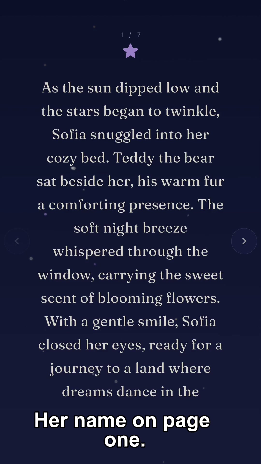 Pillowbook story screen with calm reading layout.