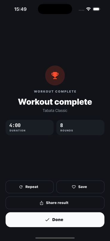 Workout complete