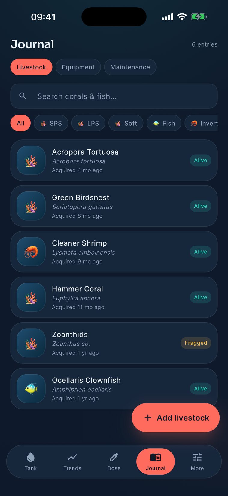 Coral and fish journal